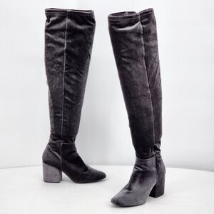 Aldo Belinna Velvet Gray Over The Knee Heeled Boots Size 8.5